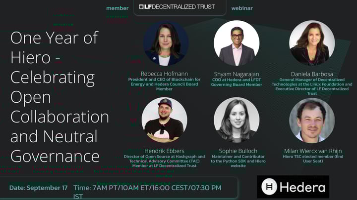 LF Decentralized Trust webinar with Hedera: One Year of Hiero - Celebrating Open Collaboration and Neutral Governance