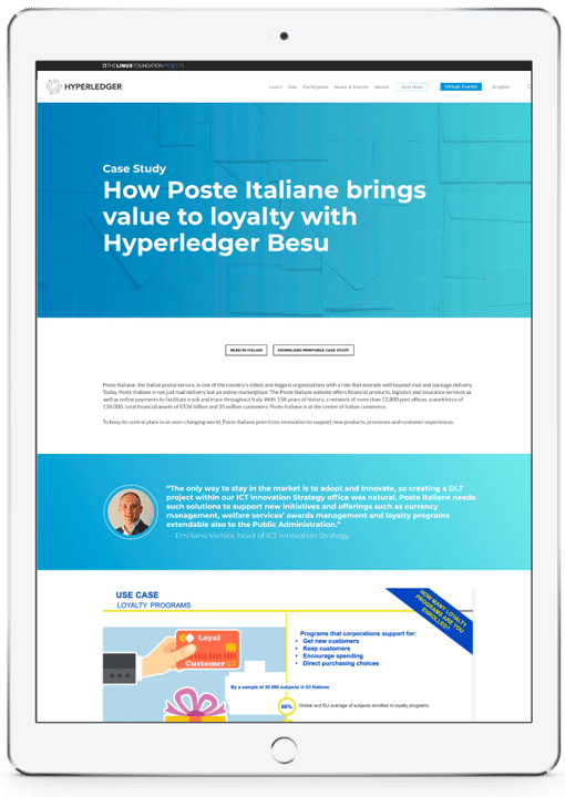 Poste Italiane Turns to Hyperledger Besu to Streamline Multibrand Loyalty Program
